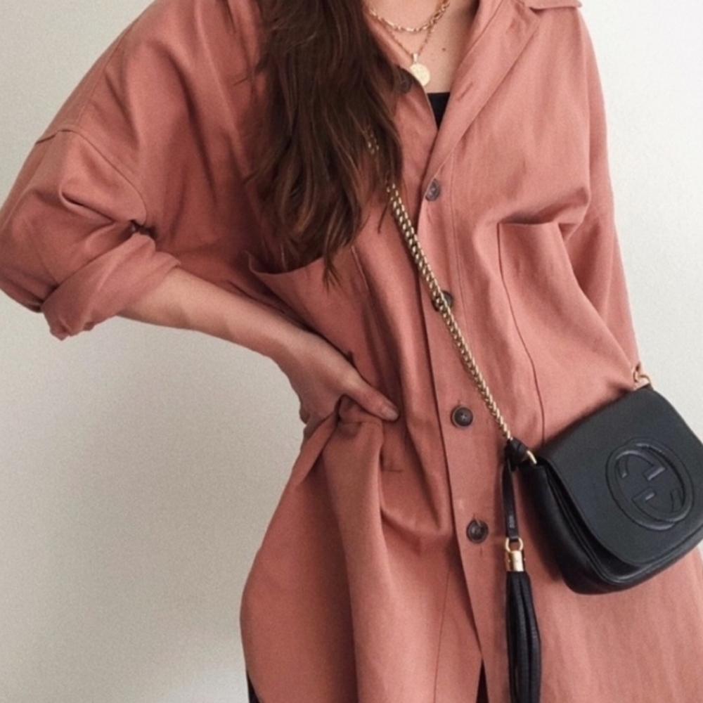 Mauve soft denim shacket